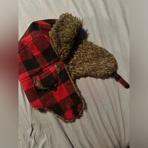 🔴Red & Black Plaid Trapper Hat